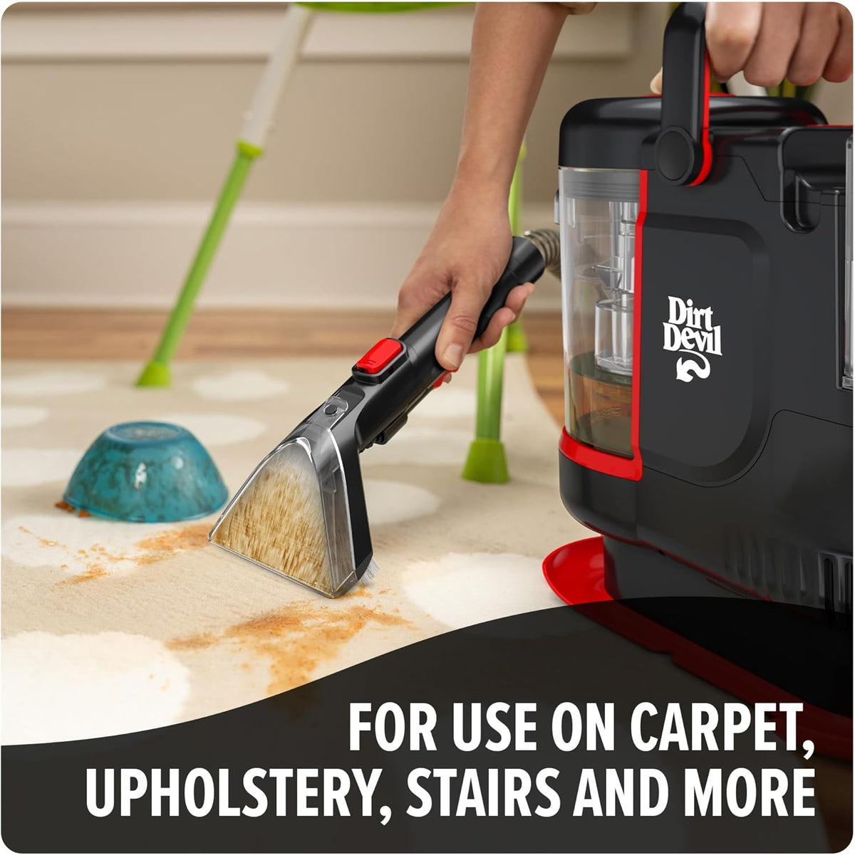 Dirt Devil Portable Spot Cleaner Machine for Carpet and Upholstery, Powerful Suction Spot Cleaning Machine with Versatile Tools, Pair with Dirt Devil Portable Cleaner Solution