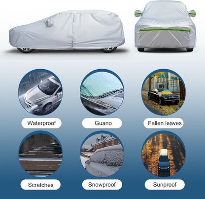AUQDD 6-Layers Premium SUV Car Cover Waterproof All Weather Weatherproof UV Sun Protection Snow Dust Storm Resistant Outdoor Exterior Custom Form-Fit Full Padded Car Cover with Straps 178"-190" K7