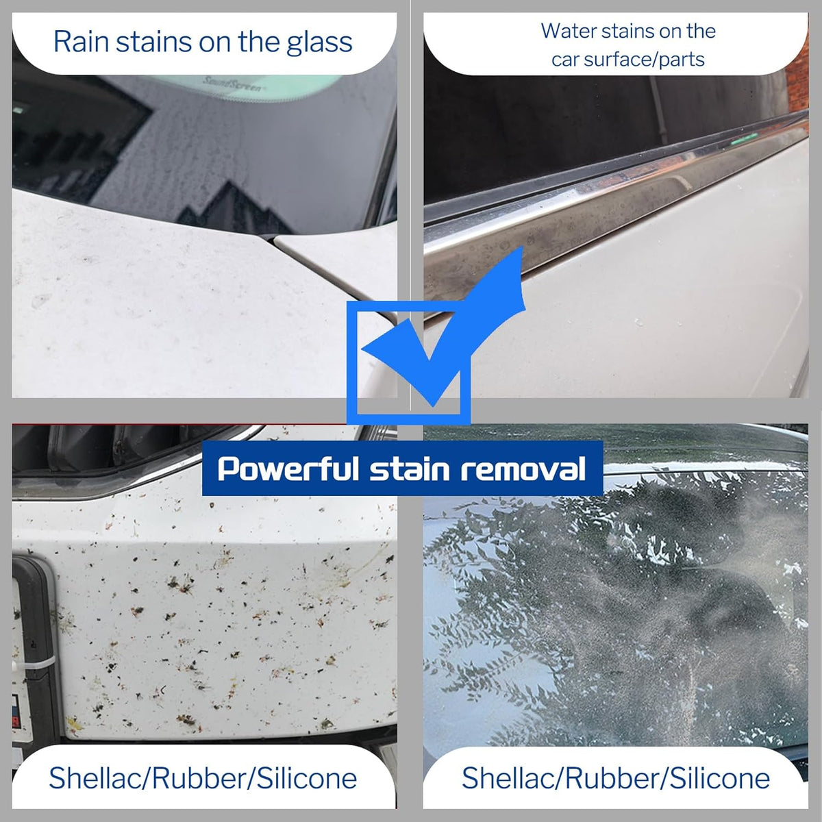 Oil Film Remover for Car Windshield - Glass Cleaner Spray Anti-Fog Rain Repellent - Removes Grease Silicone Water Spots Road Grime - Interior Exterior Windows (2, Fluid Ounces)