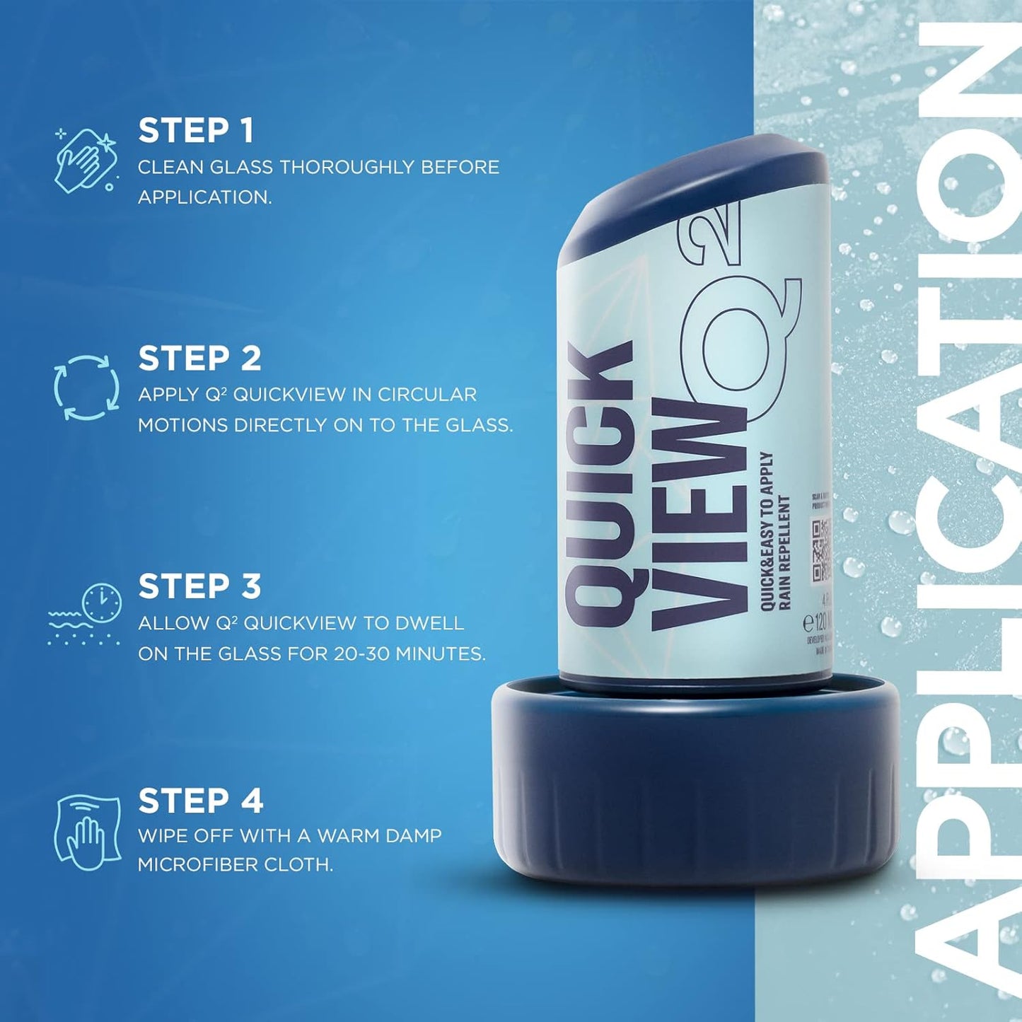 GYEON Quartz QuickView Ceramic Rain Repellent Glass Coating Liquid for exterior use, Extremely Hydrophobic Easy Apply Fast Drying Professional Grade Visibility Safety