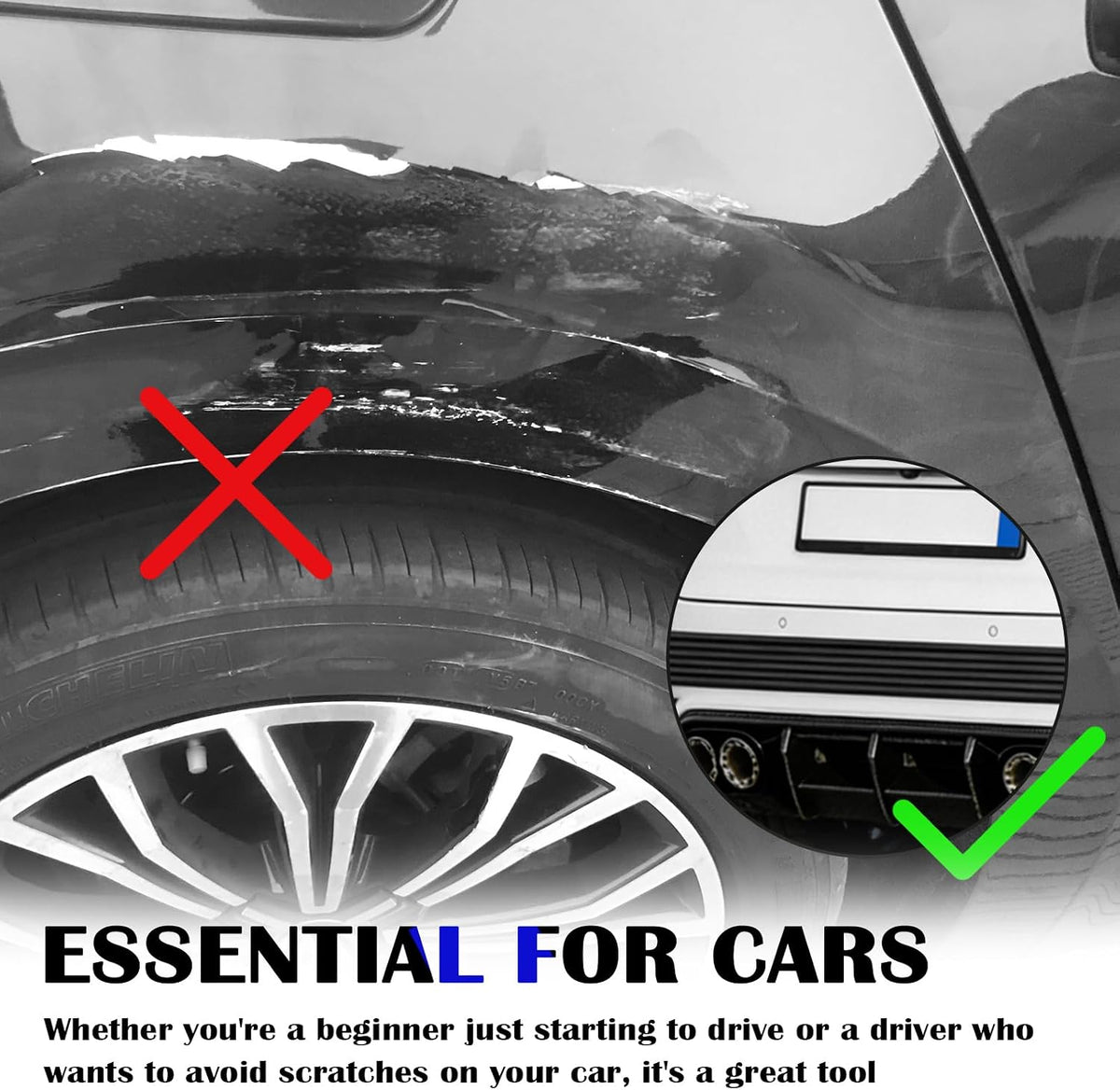 6.56Ft Car Rear Bumper Guard,Rubber Car Rear Bumper Protector Guard with 6-Hole Hollow Design & Strong Adhesive Backing,Anti-Collision Cars Bumpers Protector Cars Exterior Accessories