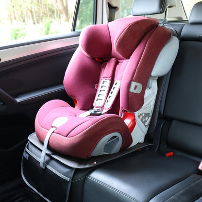 Viaviat Car Seat Protector Leather Waterproof Child Safety Seat Protector Cover with Thick Pad and 2 Large Pockets Durable Kick Mat for All Auto Seat (Beige)