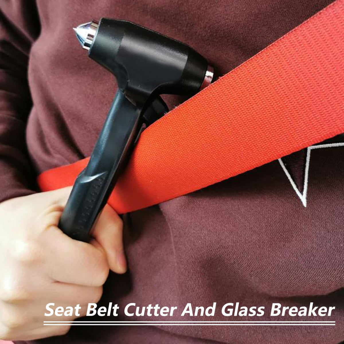 Premium Car Glass Breaker with Seat Belt Cutter - Automotive Safety Hammer - Emergecy Escape Tool, Car Autoaccessory Metal Window Hammer, Vehicle Hard Aluminium Alloy Head Design(Silver)