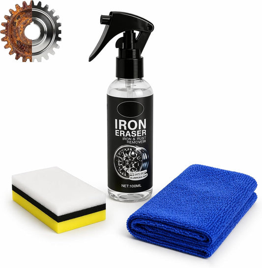 Iron Eraser Rust Remover Spray for Car Wheels & Paint, Fast Acting Iron and Rust Remover, Brake Dust Cleaner for Automotive Surface Care, Professional Car Cleaning Spray, 100ml / 3.38 Fl Oz, 1PCS