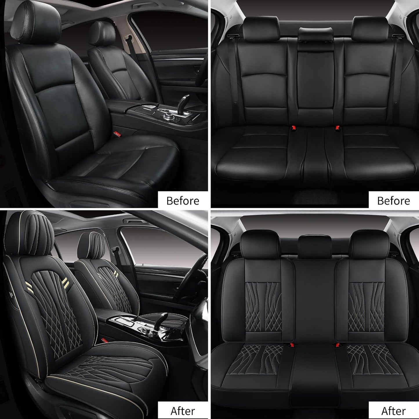 MINGBRON Leather Car Seat Covers,Car Seat Protector Waterproof,Seat Covers Full Set, Car Seat Protectors 5 Seats,Automotive Seat Covers Fit Most Cars Wine Red