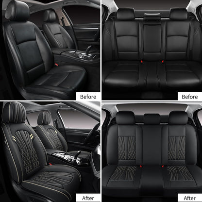 MINGBRON Leather Car Seat Covers,Car Seat Protector Waterproof,Seat Covers Full Set, Car Seat Protectors 5 Seats,Automotive Seat Covers Fit Most Cars Wine Red