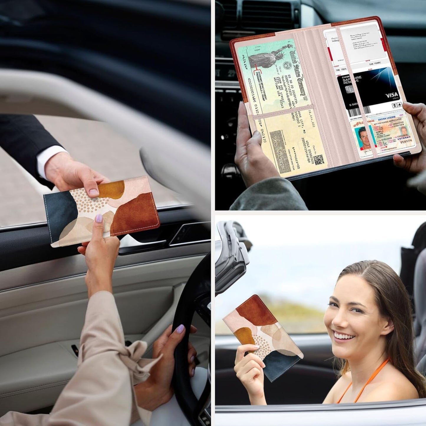Car Registration and Insurance Holder，Colour Patterns Men Women Car License Document Registration and Insurance Card Holder