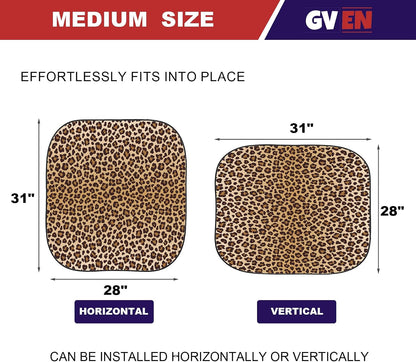 Gven Windshield Sun Shade 2pcs with Bonus Pink Car Sunshade for Front Window Shades 2025 Technology Reflect UV and Heat Sun Visor Automotive Accessories Interior Sun Protection (Pink Leopard, M)