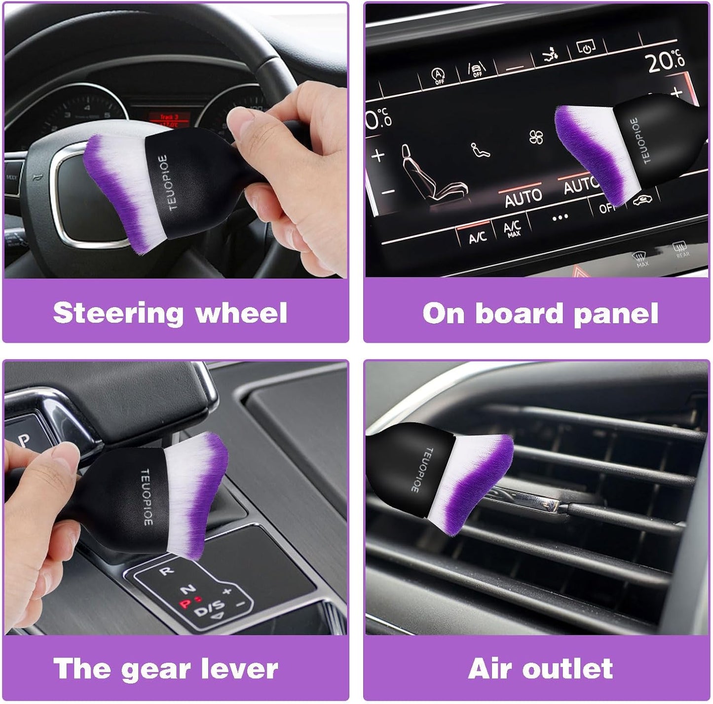 Car Interior Cleaning Brush, Car Duster Interior,Car Detailing Brush Dusting Brush,Car Interior Cleaning Tool, Auto Soft Hair Car Brush,Auto Interior Dust Brush for Air Vents(Brown)
