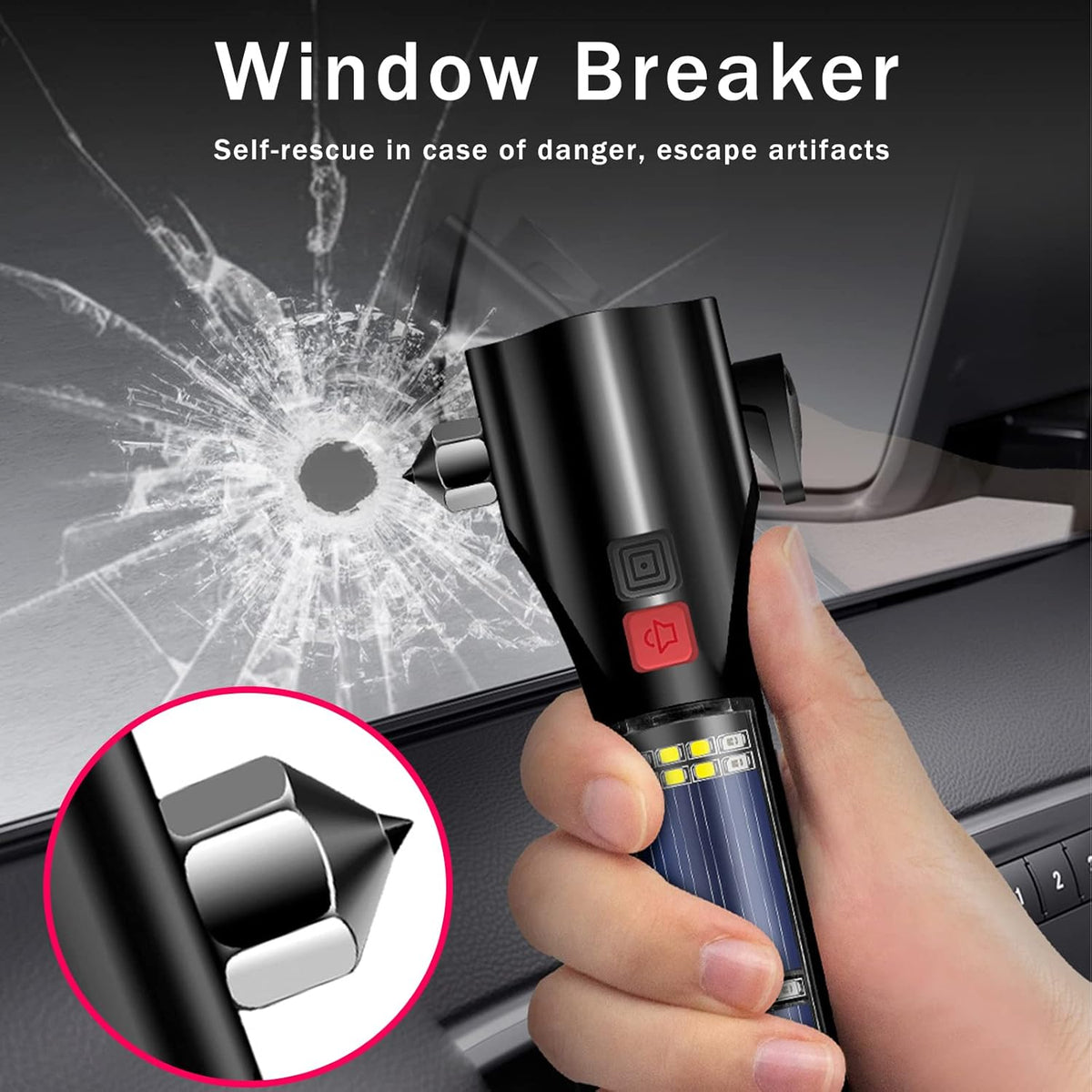 MOTORBUDDY 2-Pack Car Safety Hammer Seatbelt Cutter, Auto Emergency Escape Hammer with Window Glass Breaker and Seat Belt Cutter, Striking Red Escape Tool for Car Accidents