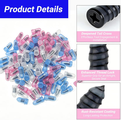 Tire Repair Rubber Nail Kit, Premium Spiral Screw-in Tire Plugs with 2 Sizes, Emergency Roadside Flat Tire Fix Tool for Car Truck Motorcycle Tractor ATV SUV - Fast Self Service Repair, 61 PCS