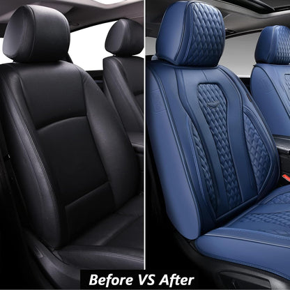 Coverado Seat Covers, Car Seat Covers Full Set, Black Car Seat Cover, Car Seat Covers Front Seats Back Seat Cover, Waterproof Car Seat Cushion, Leather Seat Covers Seat Protector Fit for Most Cars
