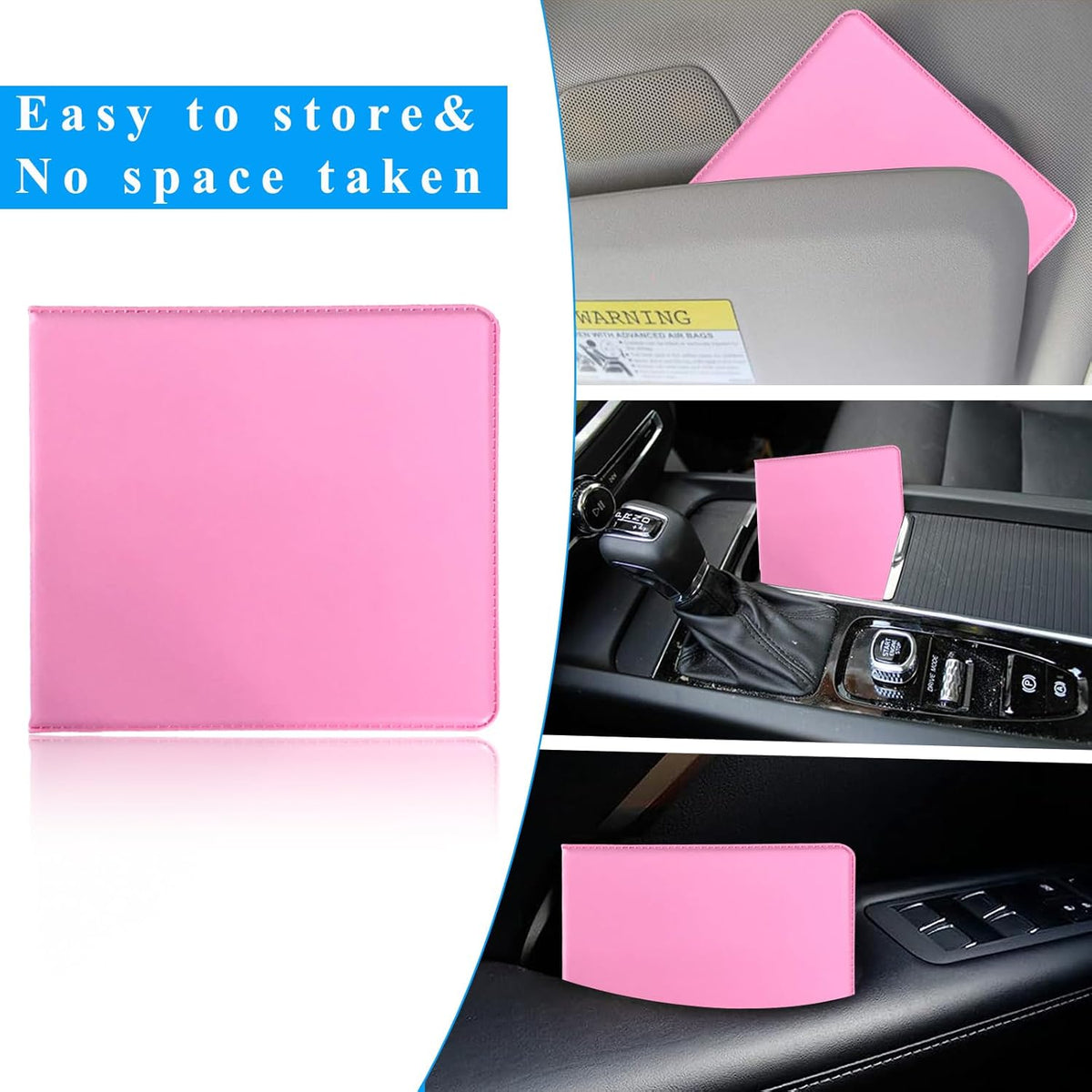 Kewucn 1 PC Car Registration Insurance Holder, Essential Auto Card Glove Box Organizer, Vehicle Interior Accessories Perfect for Most Car, Truck, SUV (10.55''×4.8'', Pink)