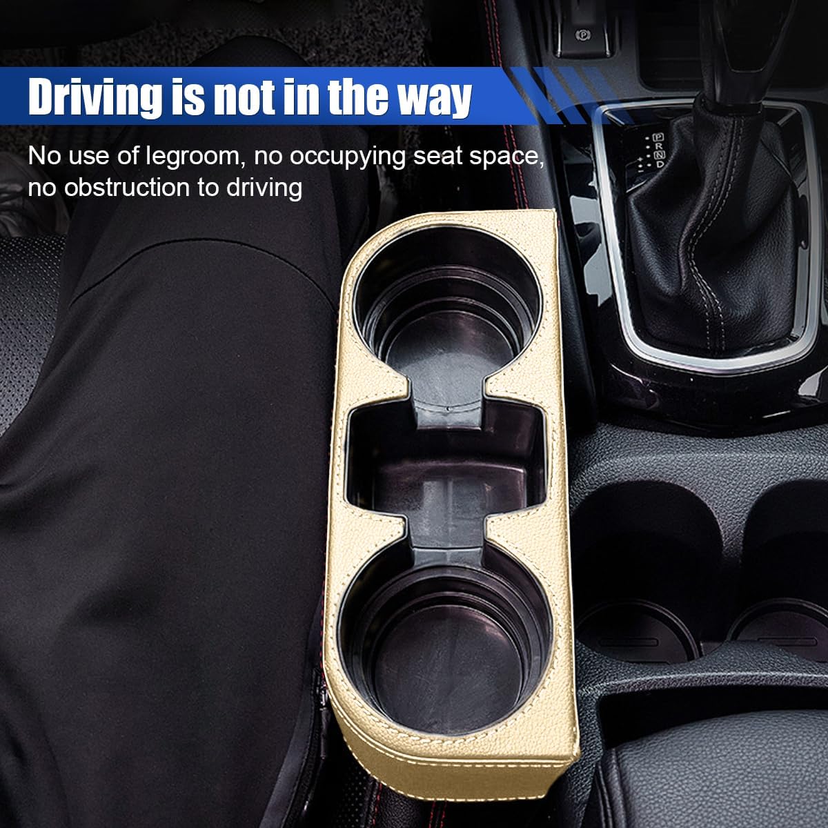 Car Cup Holder, Auto Front Seat Organizer, Multifunctional Cup Drink Holders with PU Leather Cover, Gap Filler Storage Box Coin Bucket Console Side Pocket Cell Mobile Phone Holder (Black)