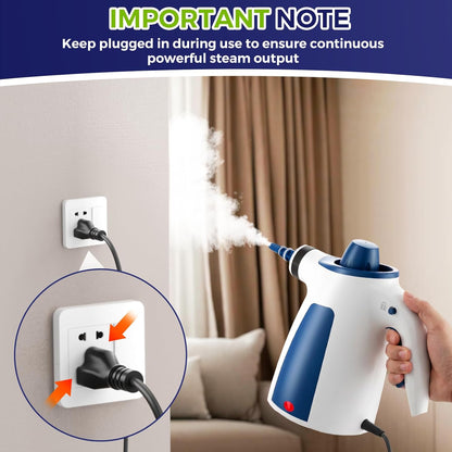 Handheld Steam Cleaner, 230°F Pressurized Steamer with No Water Spitting & Continuous Steam, 350ML Chemical-Free Deep Cleaning for Grease & Grime, 12 Accessories for Grout, Bathroom, Kitchen & Car