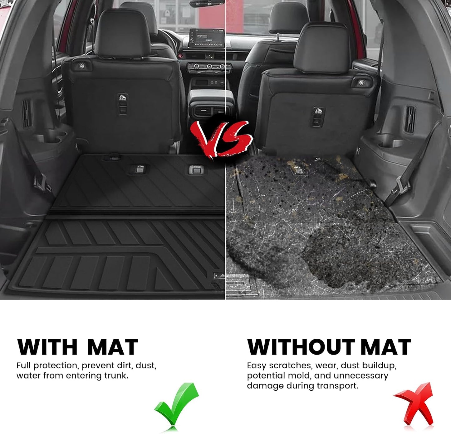 LASFIT Full Set Floor Mats for Honda CR-V 2026 2025 2024 2023 (Gasoline & Hybrid & e:FCEV), All Weather TPE Custom Fit Floor Liners 1st & 2nd Row & Seat Back Mat & Cargo Mat (Upper Position)