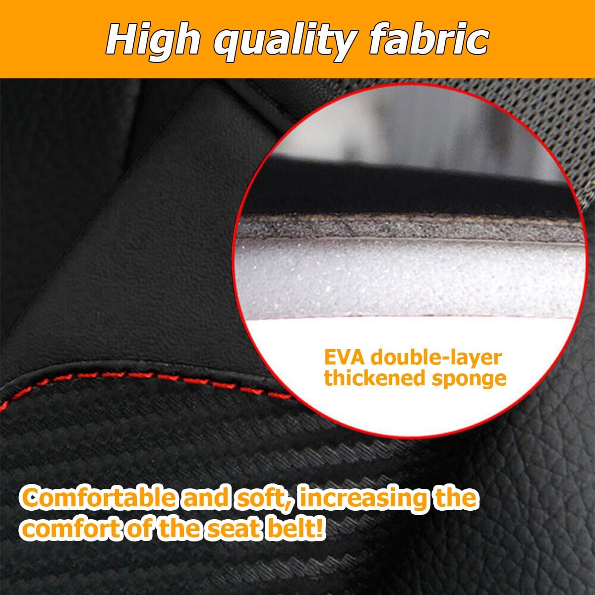Osilly 2PCS Car Seat Belt Cover, Carbon Fiber Seatbelt Shoulder Protection, Soft Car Seat Belt Strap Cushion Protect Your Neck and Shoulder, Car Accessories Seat Belt Pad for Car Truck (Red)