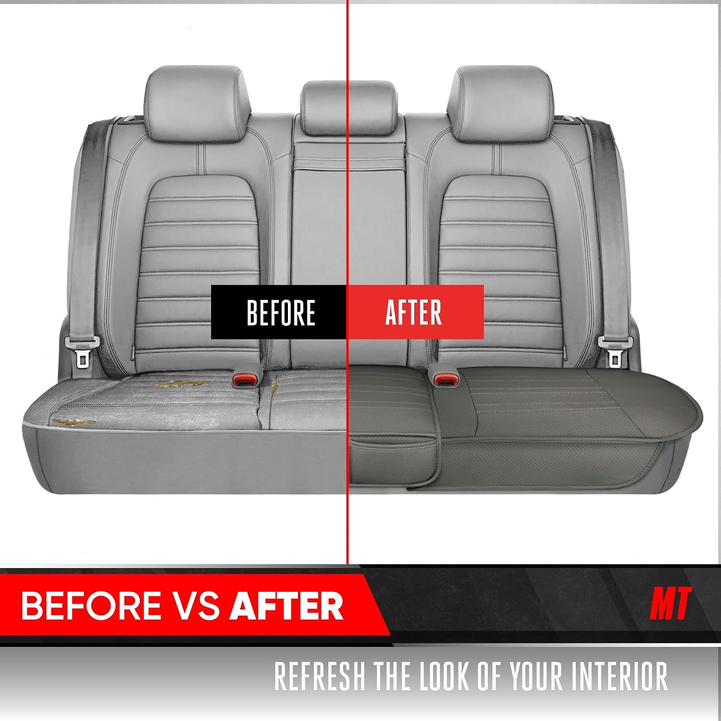 Motor Trend Seat Covers for Cars Trucks SUV, Faux Leather 2-Pack Black Padded with Storage Pockets, Premium Interior Car Seat Cover