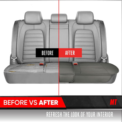 Motor Trend Seat Covers for Cars Trucks SUV, Faux Leather 2-Pack Black Padded with Storage Pockets, Premium Interior Car Seat Cover