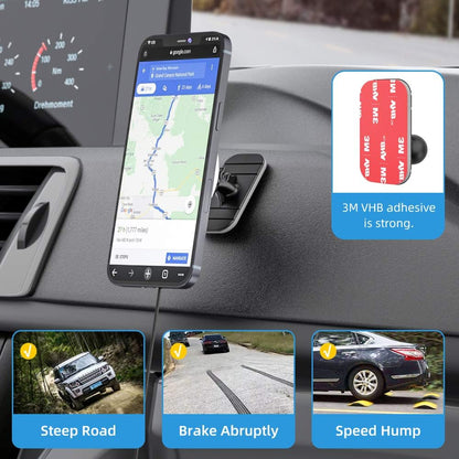 OHLPRO for MagSafe Car Mount Charger iPhone Wireless Car Charger, Stick on Dashboard Magnetic Phone Holder Mount for iPhone 17 Pro Max 16 15 14 Series, 15W Fast Charging, Aluminum Shell