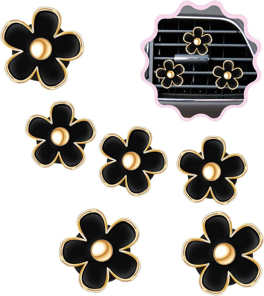 6 Pcs Daisy Flower Air Vent Clip Air Conditioning Outlet Clip Car Air Freshener Clip Car Interior Decor Charm Colorful Car Interior Accessories for Girls Women (White)
