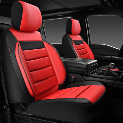 CAR PASS Faux Leather Car Seat Covers Front Seats Only, 3D Foam Support Car Seat Covers, Universal fit for Trucks Vans SUVs Sedans Automotive Comfortable, Airbag Compatible 2 Pieces Front Solid Black