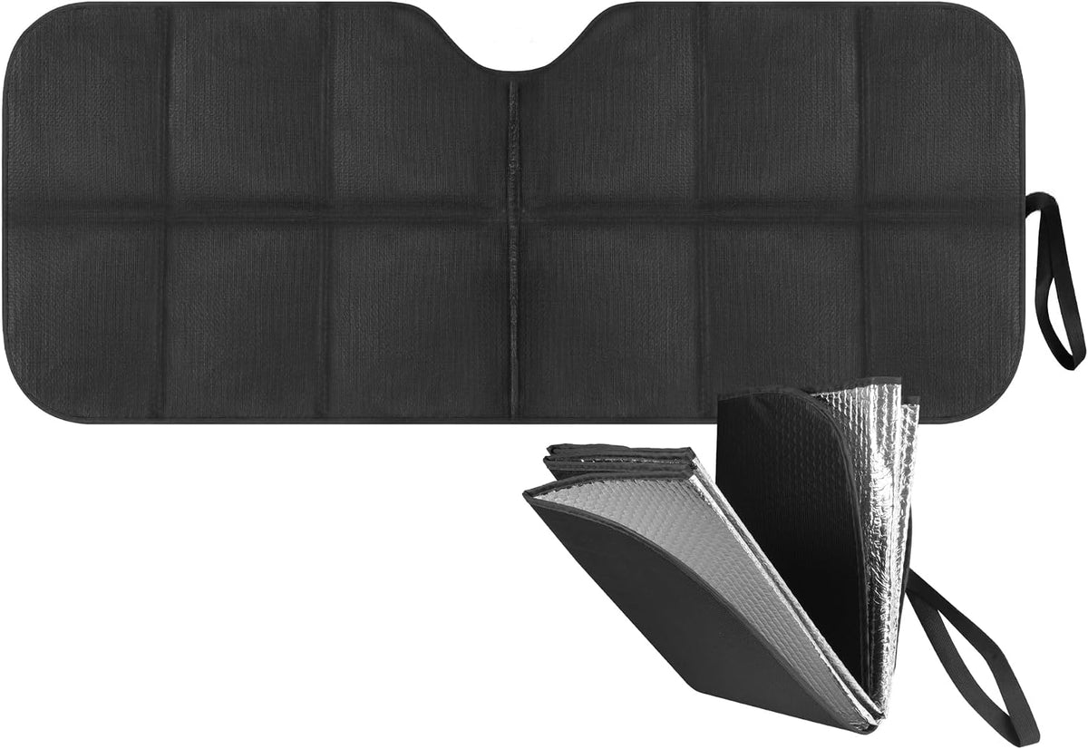 Motor Trend Windshield Sunshade for Car, Truck & SUV, Black - Folding Sun Shade for Front Window, Auto Sun Visor Heat Protection, UV Rays Blocker (58 x 24 Inch)