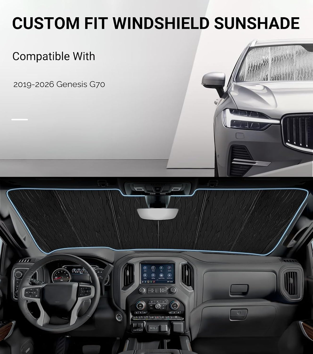 Pigenius Windshield Sun Shade for Genesis G80 2017-2020 Front Window Sunshade - AstraGuard
