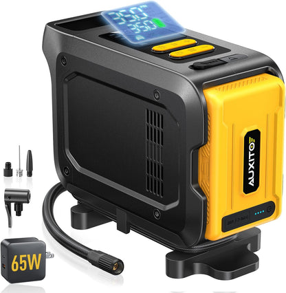 AUXITO Tire Inflator Portable Air Compressor - 150PSI Bike Pump 1Min Fast Inflate with Tire Pressure Gauge, 5200 mAh, LED Light, Car Accessories Air Pump for Auto, Moto, Bike Car Gifts for Men