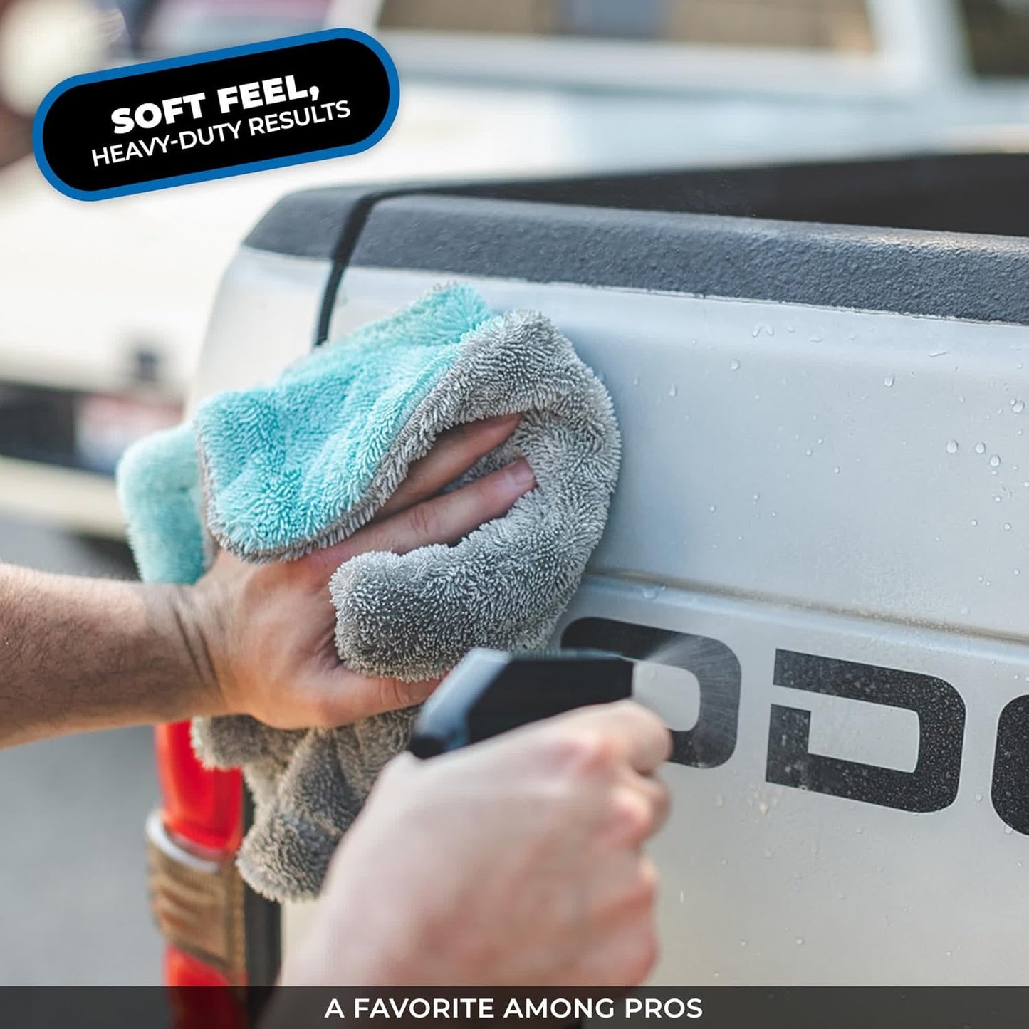 The Rag Company, The Liquid8r, Absorbent 70/30 Blend Microfiber Drying Towel for Cars, Trucks, and SUVs, Safe for Detailing, Scratch-Free, Twist Loop, 1100 GSM, 20x24 Inches, Aqua Blue/Grey