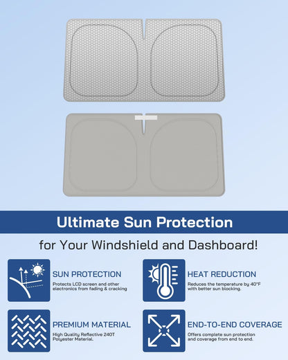 helloleiboo Graphene Car Windshield Sun Shade Car Sun Shade for Windshield with Heat Absorption Coating Foldable Design with UV Protection to Keep Your Car Interior Cooler Silver (X-Large-61 × 34 in)