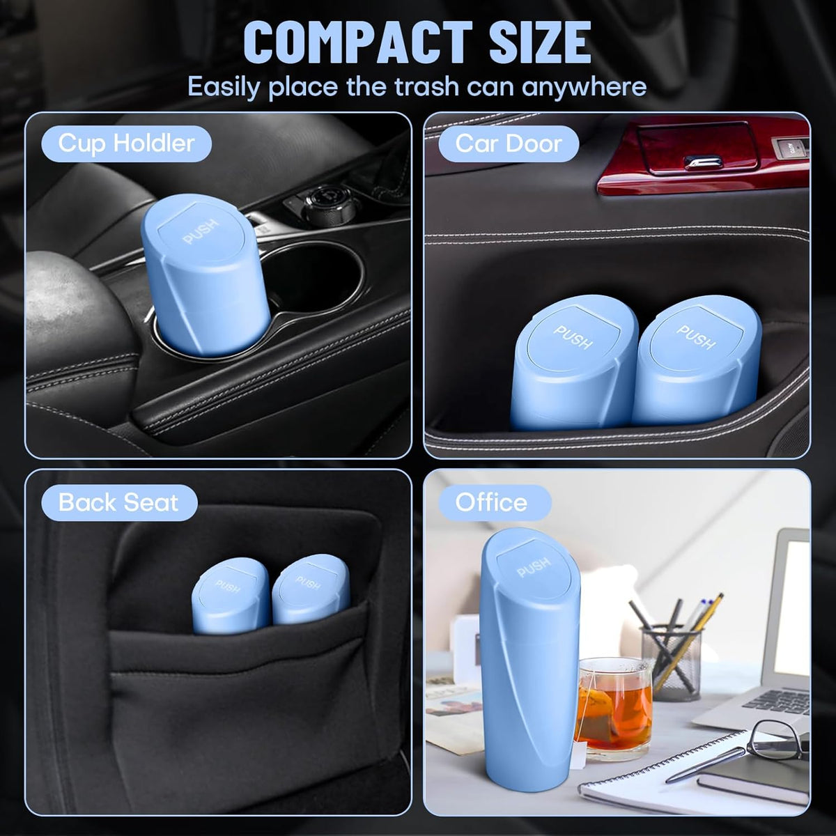 Car Trash Can Bin with Lid - Car Garbage Can Cup Holder - Pink Mini Leakproof Vehicle Garbage Bin with 20pcs Trash Bags - Automobile Organizers and Storage for Front Back Seat Accessories
