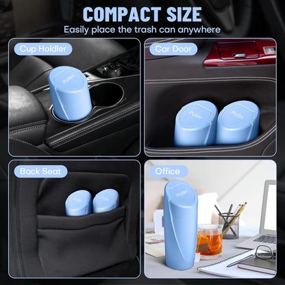 Car Trash Can Bin with Lid - Car Garbage Can Cup Holder - Pink Mini Leakproof Vehicle Garbage Bin with 20pcs Trash Bags - Automobile Organizers and Storage for Front Back Seat Accessories