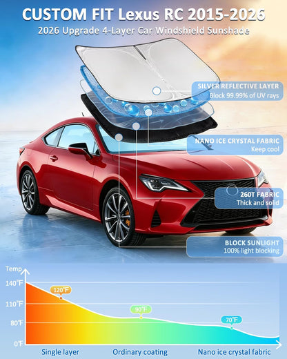 for Toyota Tacoma 2016-2023 2024 2025 2026 Sun Shade Sunshade Windshield Cover - 4 Layers Front Window Shade Custom Fit Tacoma 2Dr 4Dr Pickup Sun Visor 240T Shade Blocks UV Rays Car Accessories - Colors F