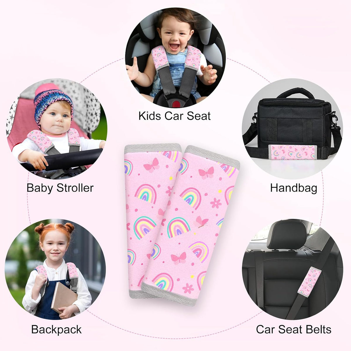 Seat Belt Cover Pad for Baby, Soft Seatbelt Cushion Covers for Kids 2Pcs Car Seat Strap Shoulder Pads for All Car Seats, Stroller, High Chair,Blue Dinosaur