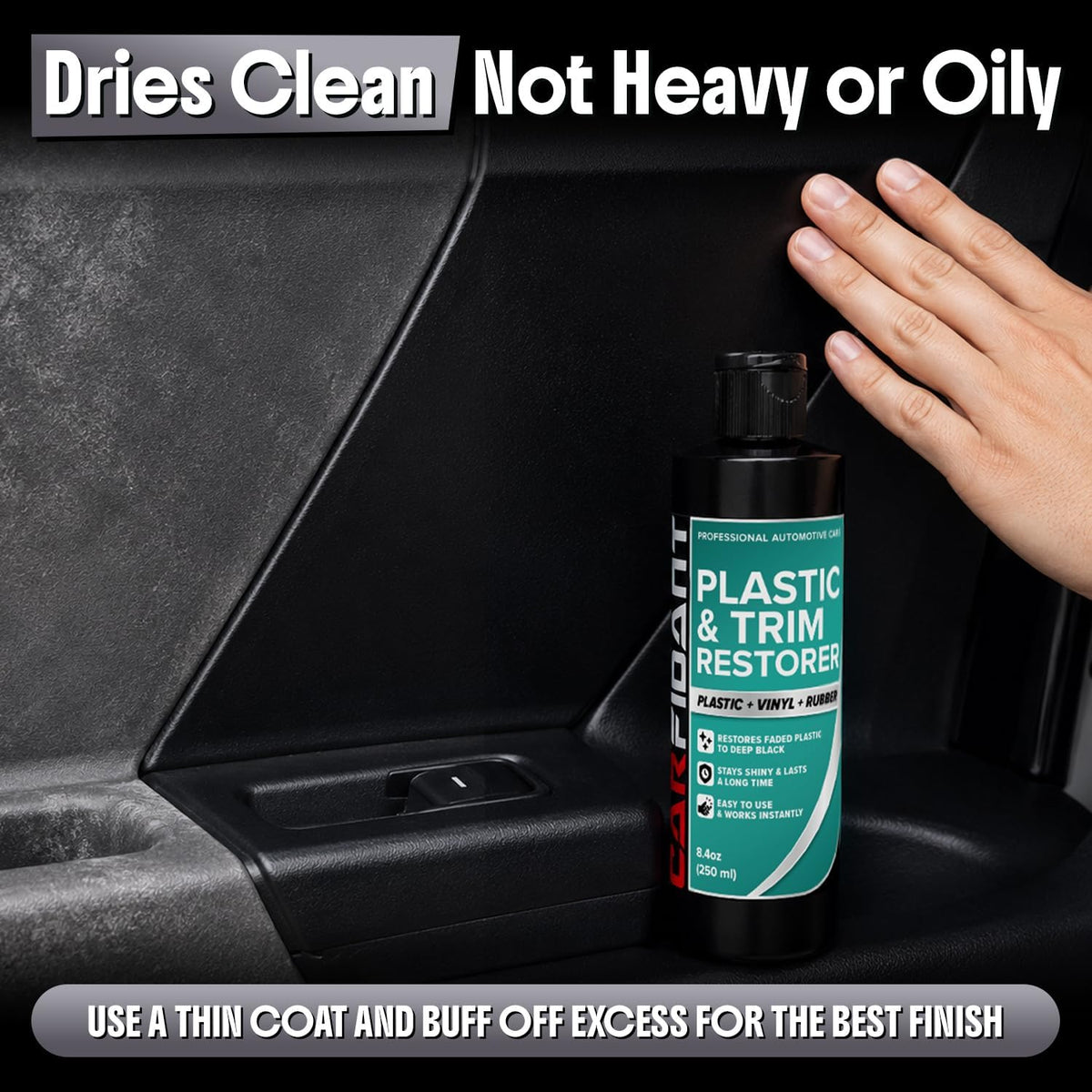 Carfidant Ultimate Trim & Plastic Restorer for Cars - Black Plastic Restorer - Restores Faded and Dull Plastic, Rubber, Vinyl - 8.4 fl oz