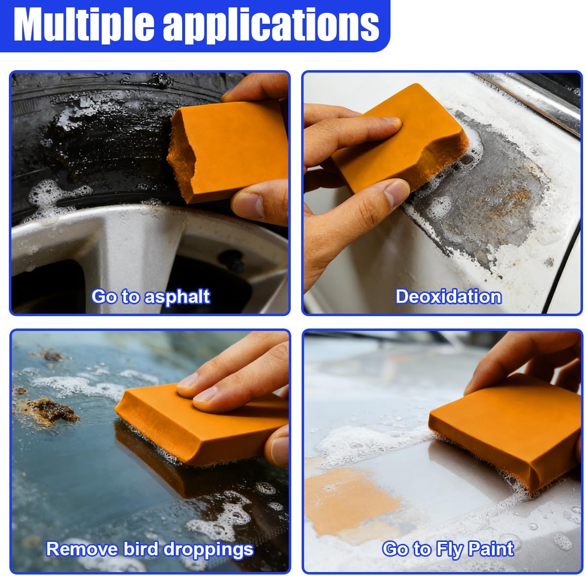 4PCS 400g Car Mud Bar, No Scratch Universal Magic Mud Bar Kit with Adsorption Capacity, Automotive Glass Detailing Clean Accessories for Car, SUV, RV, Truck Washing