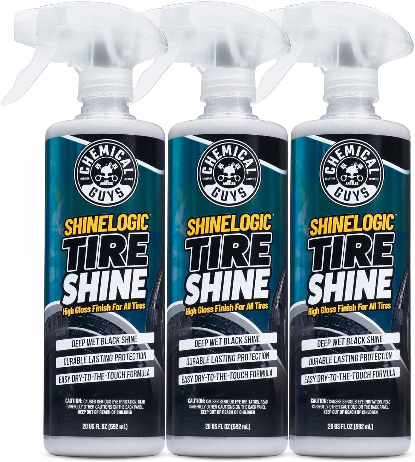 Chemical Guys ShineLogic Tire Shine 3-Pack, Deep Wet Black Shine, Safe for Cars, Trucks, Motorcycles, RVs & More, (3-20 fl oz) - TVD1202003
