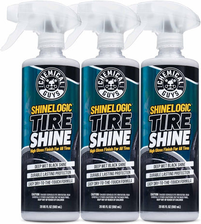 Chemical Guys ShineLogic Tire Shine 3-Pack, Deep Wet Black Shine, Safe for Cars, Trucks, Motorcycles, RVs & More, (3-20 fl oz) - TVD1202003