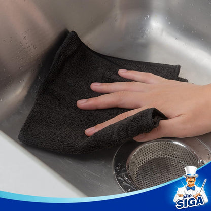 MR.SIGA Microfiber Cleaning Cloth, All-Purpose Microfiber Towels, Streak Free Cleaning Rags, Pack of 12, Grey, Size 32 x 32 cm(12.6 x 12.6 inch)