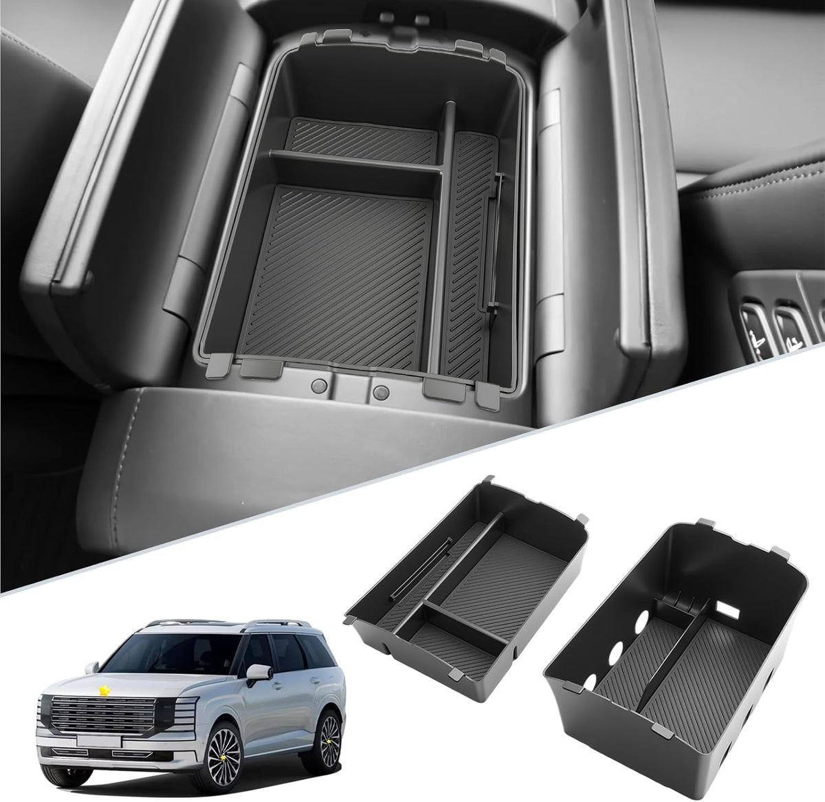 SKTU 2-Pack 2023 2024 2025 2026 Lexu s RX350 Center Console Organizer for 2023-2026 Lexu s RX350/RX450h/RX500h Console Tray 2023 2024 2025 2026 RX350 Accessories with Sunglasses Holder [Double Layers]