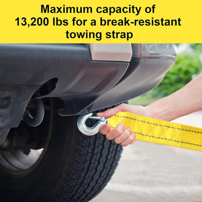 Tow Straps Heavy Duty with Hooks, 1.7" x 16.4 Ft,13,227 lbs Heavy Duty ATV Car Tow Strap with Hooks, Emergency Towing Straps,Tow Ropes for Boat Vehicles Towing Accessories Roadside Recovery Strap