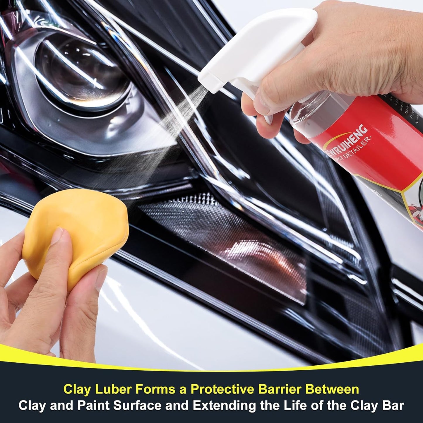Car Clay Bars Auto Detailing and Clay Synthetic Lubricant Kit with 4 PCS Clay Bars, Clay bar Lubricant Tablets 10 Pack, Spray Bottle and Microfiber Towel for Car Detailing Cleaning