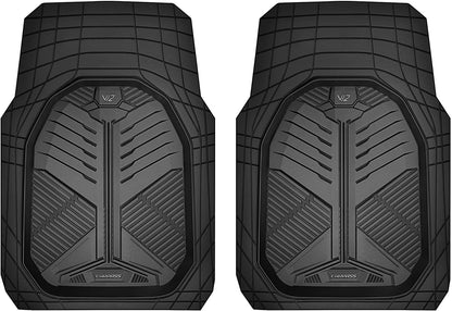 CAR PASS Heavy Duty Rubber Car Mats with Cargo Liner, Deep-Dish Car Floor Mats and Trunk Mat All Weather, Universal Trim-to-Fit for SUVs Trucks Sedans, Waterproof Anti-Slip, Trimmable V12 Black