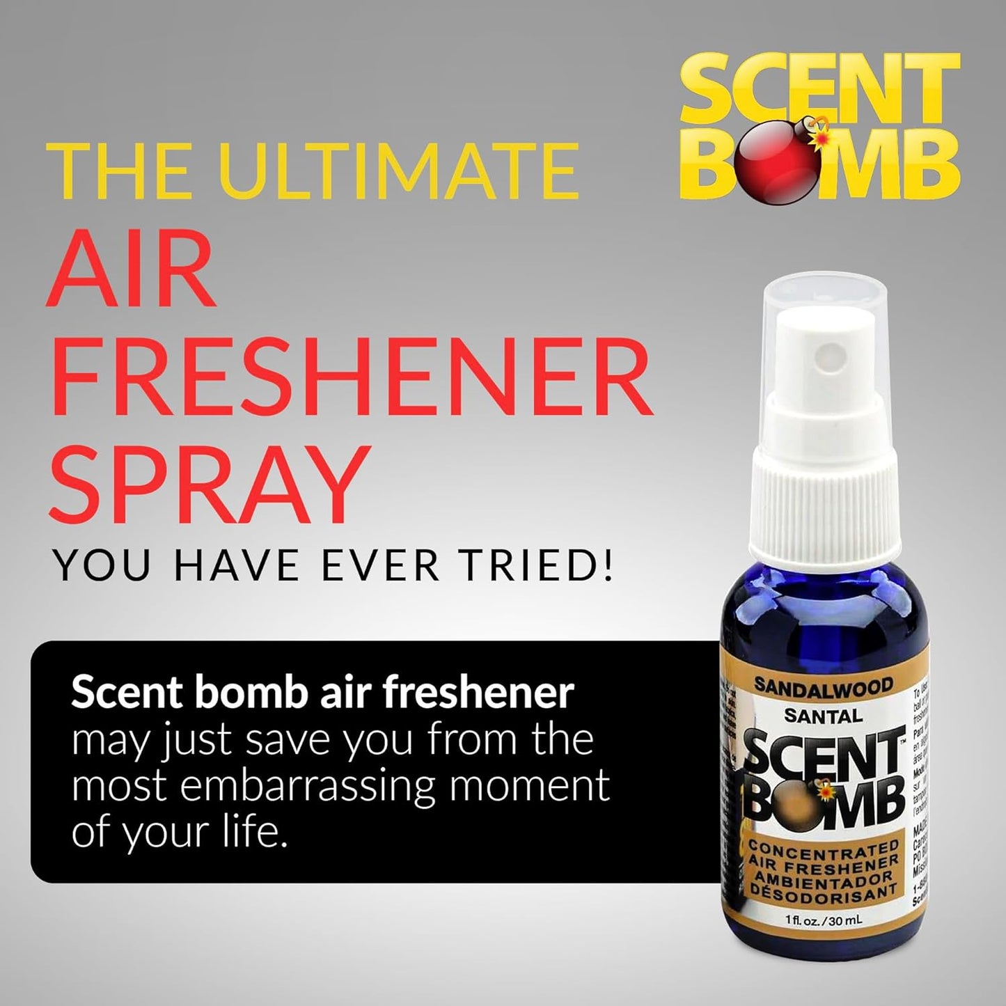 Scent Bomb Air Freshener Spray, Long-Lasting Odor Eliminator - Effective Deodorizer for Home & Car, Fresh Room Spray for Kitchen, Bathroom & Smell Neutralizer - 1 oz Pack of 4, Black Cherry Scent