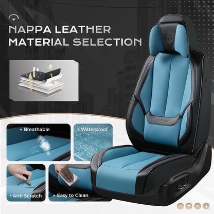 Coverado Seat Covers Full Set, Black Seat Covers for Cars 5 Seats, Car Seat Protector, Waterproof Nappa Leather Car Seat Cushion, Front and Rear Car Seat Cover Fit for Most Sedans SUV Pick-up Truck - Colors B