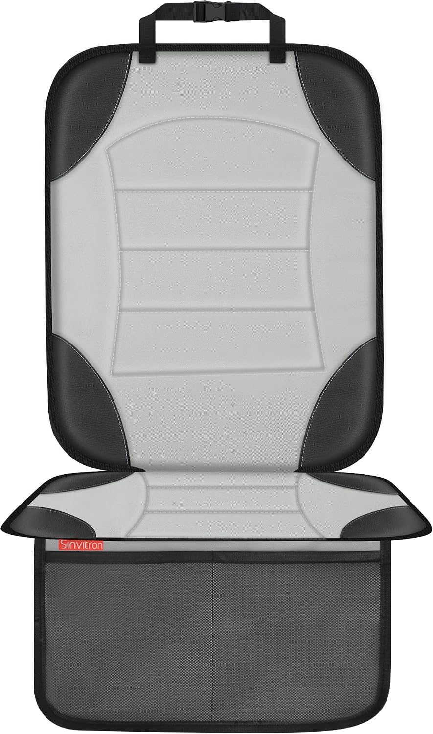 Sinvitron Car Seat Protector for Child Car Seat - Waterproof Non-Slip Leather Mat with 2 Mesh Pockets, Universal Seat Cover for Baby, Pets & Vehicles(2-Pack,Black)