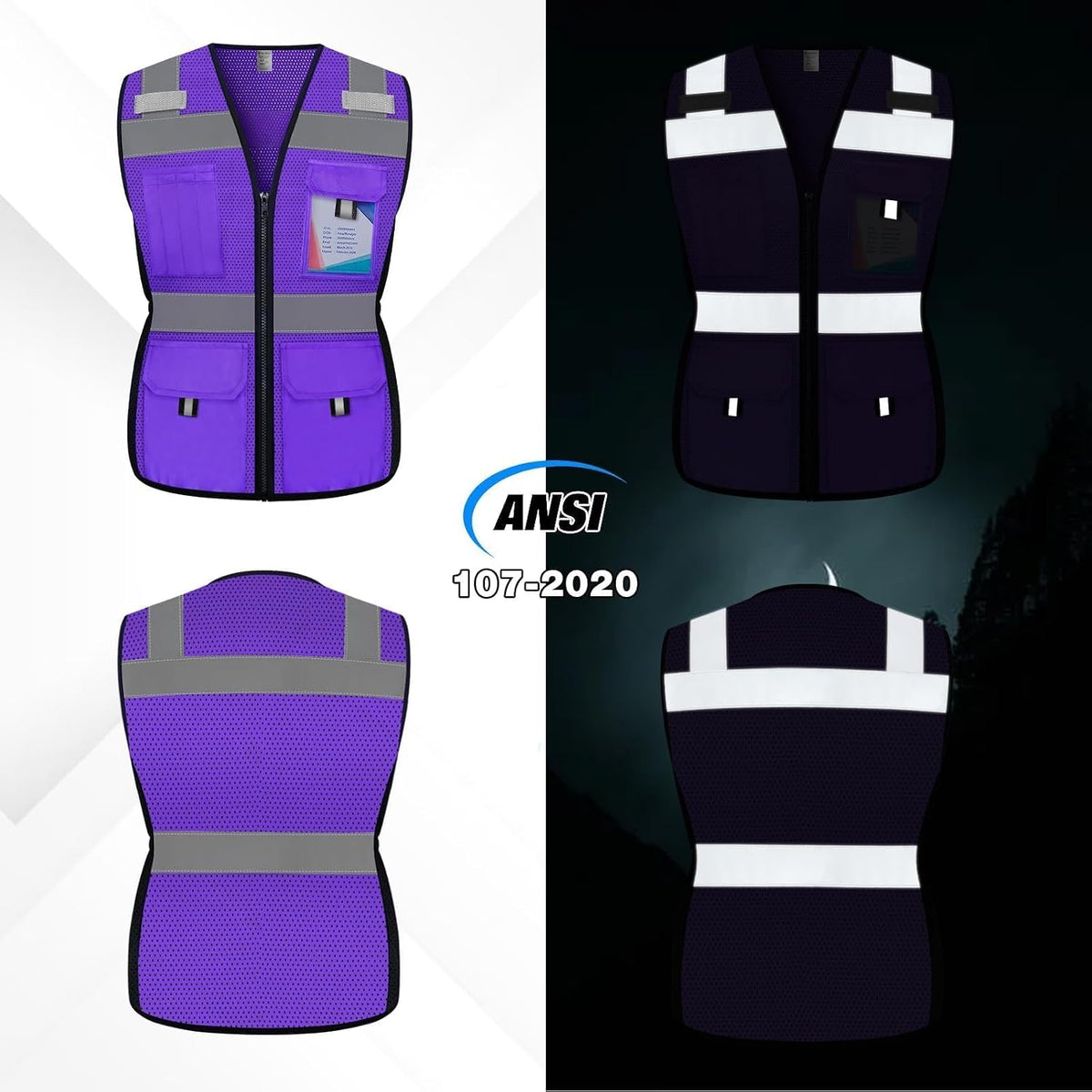Reflective Vest for Women, Mesh Womens Safety Vest with 11 Pockets and Zipper, Hi Vis Neon Construction Work Vest for Lady Surveyors/Workers, Snugly-Fitted, ANSI Compliant (U-Yellow, S)