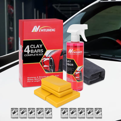 Car Clay Bars Auto Detailing and Clay Synthetic Lubricant Kit with 4 PCS Clay Bars, Clay bar Lubricant Tablets 10 Pack, Spray Bottle and Microfiber Towel for Car Detailing Cleaning