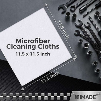 UNIMADE Microfiber Cleaning Cloth, 100 Pack Microfiber Towels for Cars Commercial Grade Work Rags Bulk Detailing Cloth for Automotive Bar Mechanic Restaurant Garage Housekeeping, 11.5"x 11.5", Grey